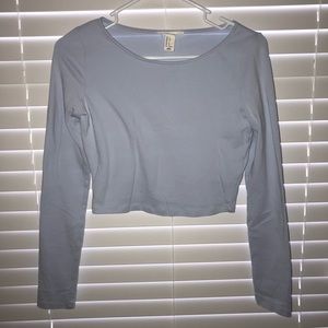 Light blue long sleeve crop top